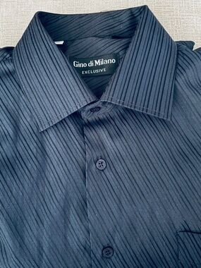 NWOT Gino di Milano men's diagonal striped dress shirt, EU 45, neck 18”